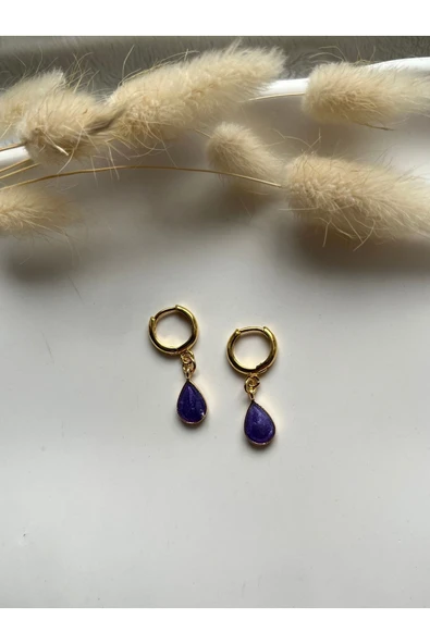 Damla Model Mor 24k Altın Kaplama Küpe ürün görseli 1