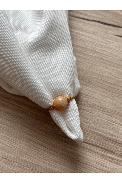 8 mm güneş taşı ayarlanabilir altın tel yüzük ürün görseli 1