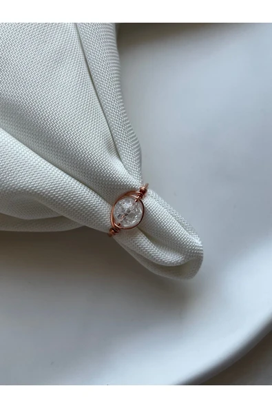 8 mm Necef Taşı Ayarlanabilir Bakır Tel Yüzük El Yapımı ürün görseli 1