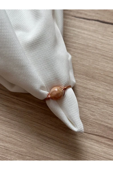 8 mm güneş taşı ayarlanabilir bakır tel yüzük ürün görseli 1