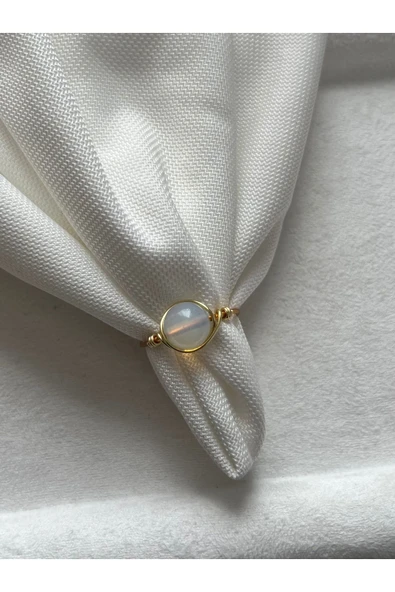 8 mm opal taşı altın ayarlanabilir tel yüzük ürün görseli 1