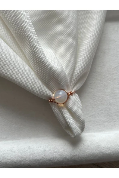 8 mm opal taşı bakır ayarlanabilir tel yüzük ürün görseli 1