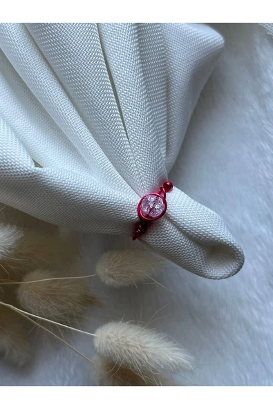 Pembe Necef Taşı Pembe Tel Yüzük El Yapımı ürün görseli 1