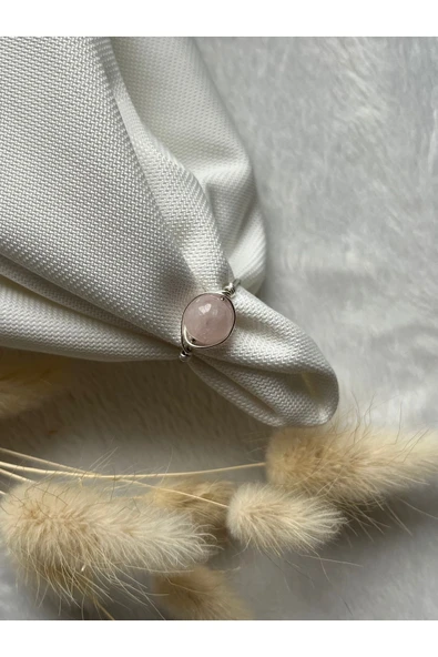 Pembe Kuvars 8mm Ayarlanabilir Gümüş Tel Yüzük El Yapımı ürün görseli 1