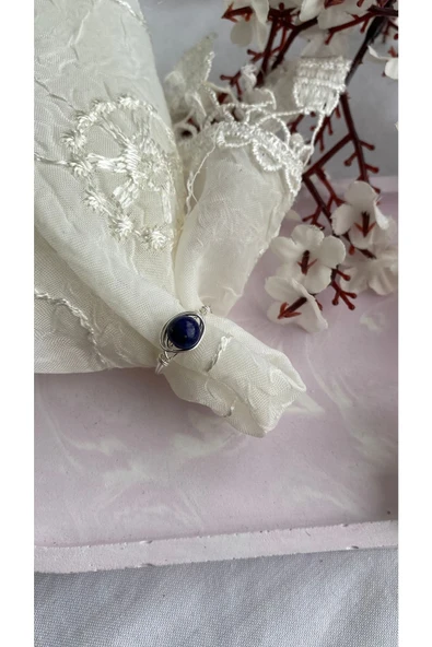 Lapis Lazuli Doğal Taş Tel Yüzük El Yapımı ürün görseli 1