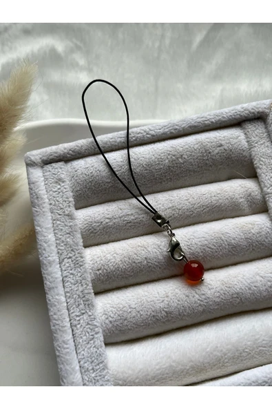 8 mm Karnelyan Taşı Charm ürün görseli 1