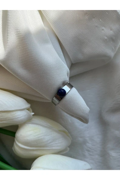 Lapis Lazuli Çelik Kalın Ayarlanabilir Yüzük ürün görseli 1