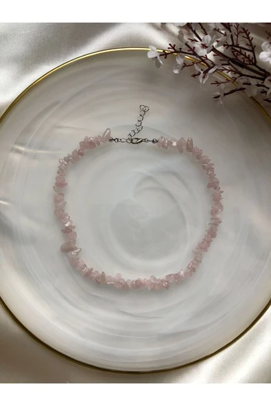 Pembe Kuvars Doğal Taş Kolye ürün görseli 1