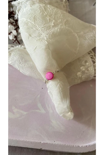 Pembe Sedef Doğal Taş Yüzük Tel ürün görseli 1