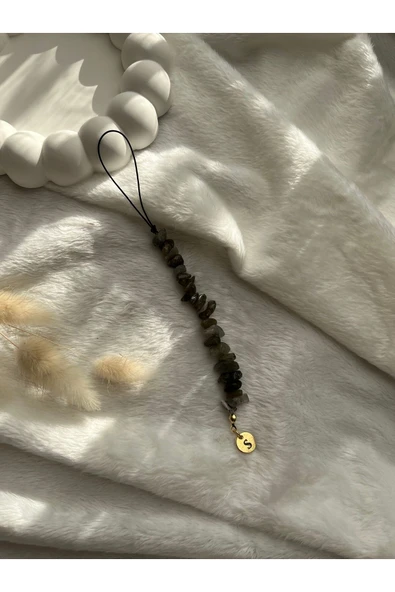 Labradorit kişiye özel harfli charm doğal taşlı ürün görseli 1