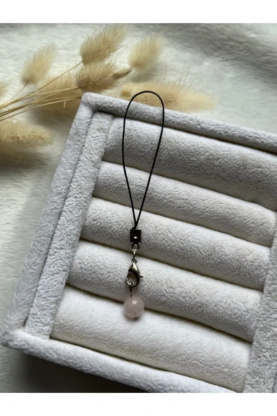 Pembe Kuvars Taşı Minimal Charm El Yapımı ürün görseli 1
