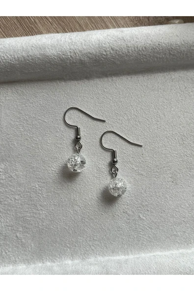 8 mm Necef Taşı Çelik Sallantı Küpe ürün görseli 1