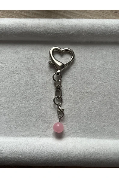 Pembe Kuvars Taşı Kalp Charm ve Anahtarlık ürün görseli 1