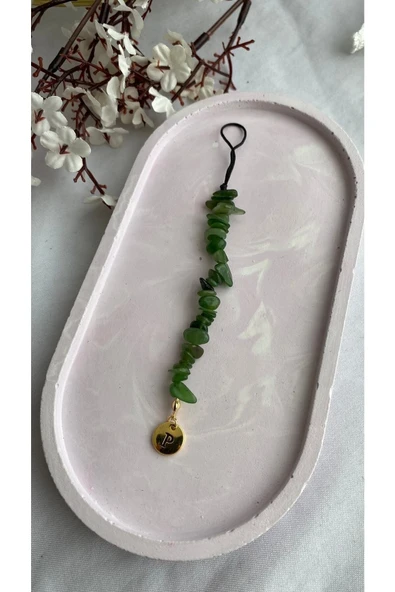 Kanada Yeşim Kişiye Özel Harfli Charm Doğal Taş El Yapımı ürün görseli 1
