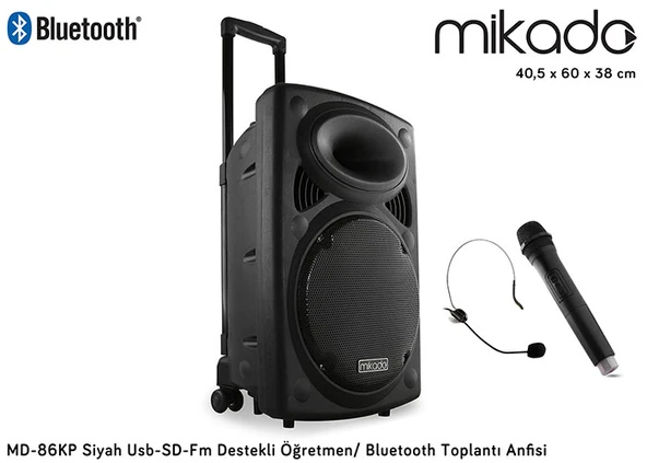MIKADO MD-86KP SİYAH FM DESTEKLİ ÖĞRETMEN BLUETOOTH ANFİ ürün görseli 1