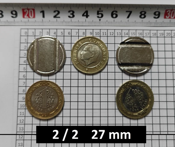 100 Adet 2/2 Çeltikli 27/2 Mm Langırt Oyun Makineleri & Oto yıkama jetonu ürün görseli 1