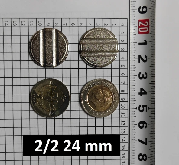 50 Adet 2/2 Çeltikli 24/2 Mm Langırt Oyun Makineleri & Oto yıkama jetonu ürün görseli 1