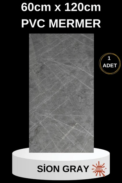 Alternatif Kaplama UV PVC Sion Gri Mermer Panel 1 Adet 60x120cm Ev Ofis Otel Duvar Kaplama Paneli ürün görseli 1