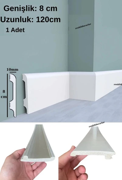 8cmx120cm Munut PVC Süpürgelik Suya Neme Dayanıklı PVC Parke Seramik Salon Mutfak Süpürgeliği ürün görseli 1