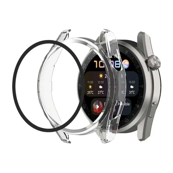 Sneezy Huawei Gt3 Pro 46mm PC Sert Kasa Ve Ekran Koruyucu  Şeffaf ürün görseli 1