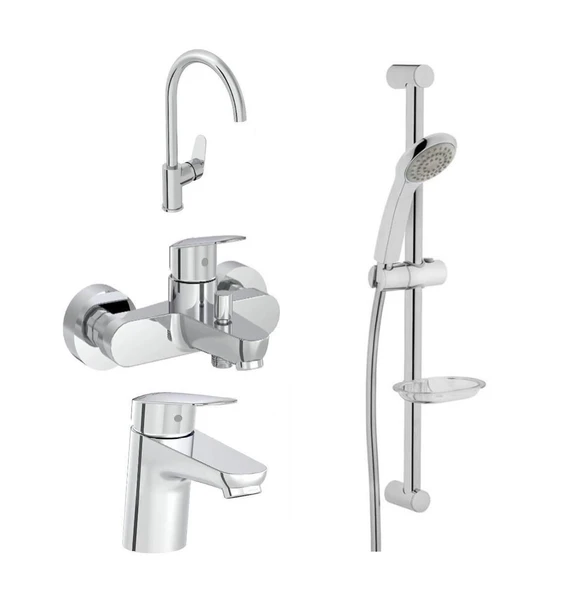 Artema Flow Round Lavabo Eviye Banyo Batarya Artema Solo C Sürgülü Krom El Duşu Seti ürün görseli 1