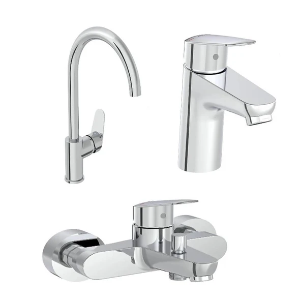 Artema Flow Round Lavabo Musluk, Eviye Mutfak ve Banyo Batarya Seti ürün görseli 1
