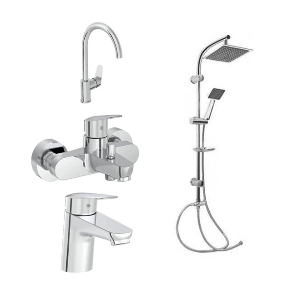 Artema Flow Round Lavabo Eviye Banyo Batarya GMS Karine Duş Seti ürün görseli 1