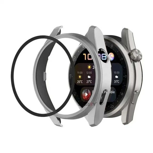 Sneezy Huawei Gt3 Pro 46mm PC Sert Kasa Ve Ekran Koruyucu  Gümüş ürün görseli 1