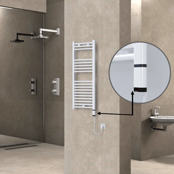 HAITI Elektrikli Havlupan 400x1000 Düz Beyaz (OneD OnOff ) Sağ 300W ürün görseli 1