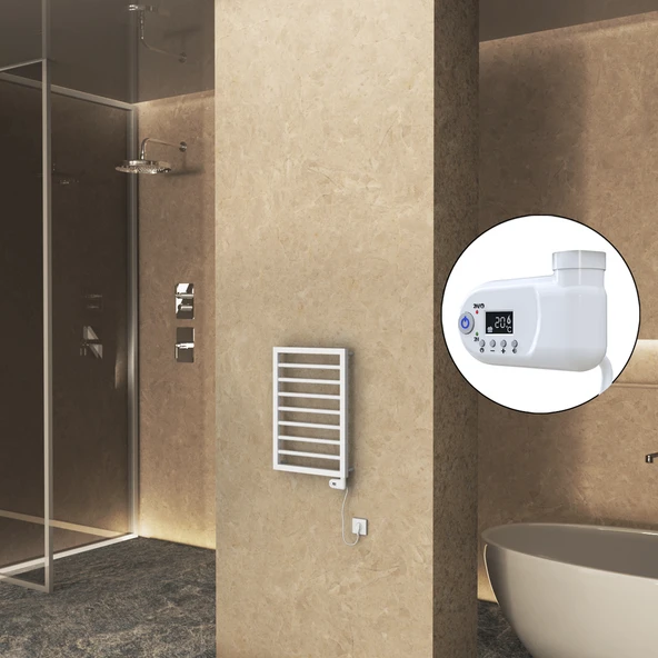 NAXOS Elektrikli Havlupan 450x655 Beyaz Mat (Thesis Termostat) 300W ürün görseli 1