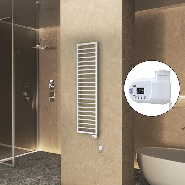 NAXOS Elektrikli Havlupan 500x1655 Beyaz Mat (Thesis Termostat) 600W ürün görseli 1