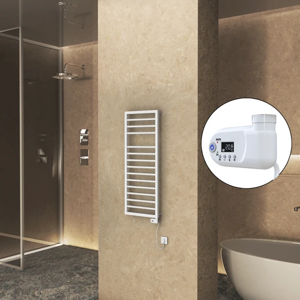 NAXOS Elektrikli Havlupan 500x1193 Beyaz Mat (Thesis Termostat) 600W ürün görseli 1