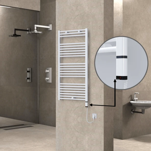 HAITI Elektrikli Havlupan 600x1200 Düz Beyaz (OneD OnOff ) Sağ 600W ürün görseli 1