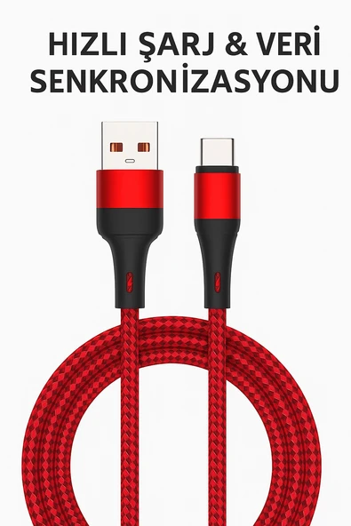 2.4AMPER 1Metre USB to TYP-C Güçlendirilmiş Örgülü Şarj ve Data Kablosu BDL-V10 ürün görseli 1