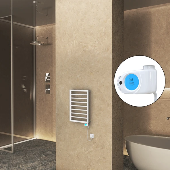 NAXOS Elektrikli Havlupan 450x655 Beyaz Mat (Musa Termostat) 300W ürün görseli 1