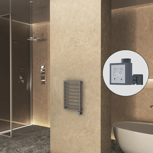 NAXOS Elektrikli Havlupan 450x655 Antrasit Texture (KTX3 Termostat) 300W ürün görseli 1