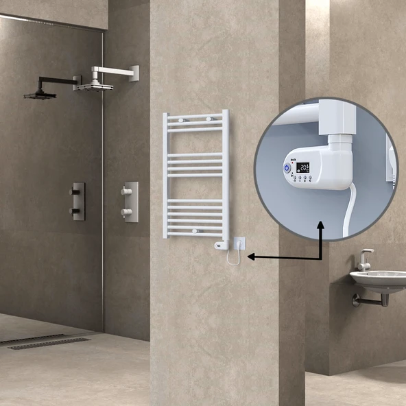 HAITI Elektrikli Havlupan 500x800 Düz Beyaz (Thesis Termostat) 300W ürün görseli 1