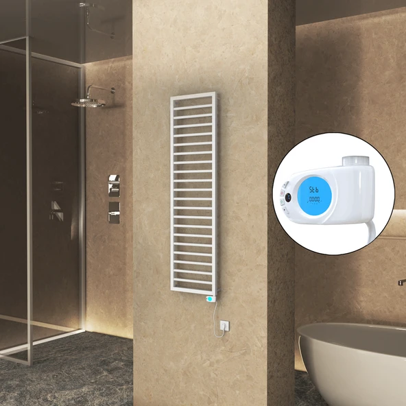 NAXOS Elektrikli Havlupan 500x1655 Beyaz Mat (Musa Termostat) 600W ürün görseli 1