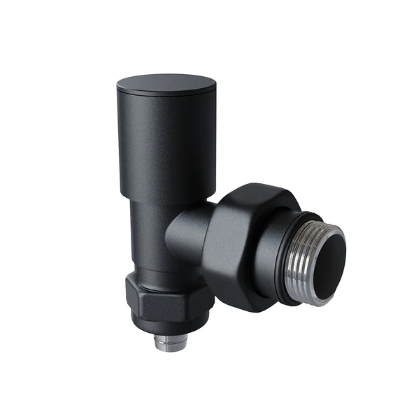 Radyatör Vanası 12 Pütürlü Siyah Köşe Pex (Metal Volanlı 16*2mm Boru Bağl. Rakorlu) ürün görseli 1