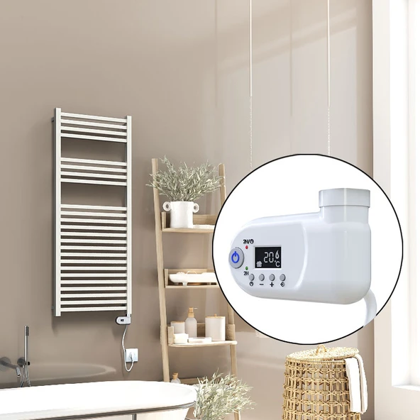 Barbados Elektrikli Havlupan 500x1200 Beyaz Parlak (Thesis Termostat) 600W ürün görseli 1