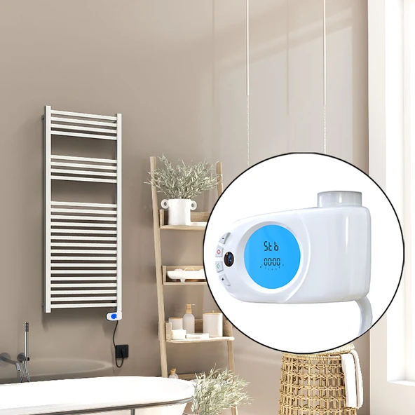 Barbados Elektrikli Havlupan 500x1200 Beyaz Parlak (Musa Termostat) 600W ürün görseli 1