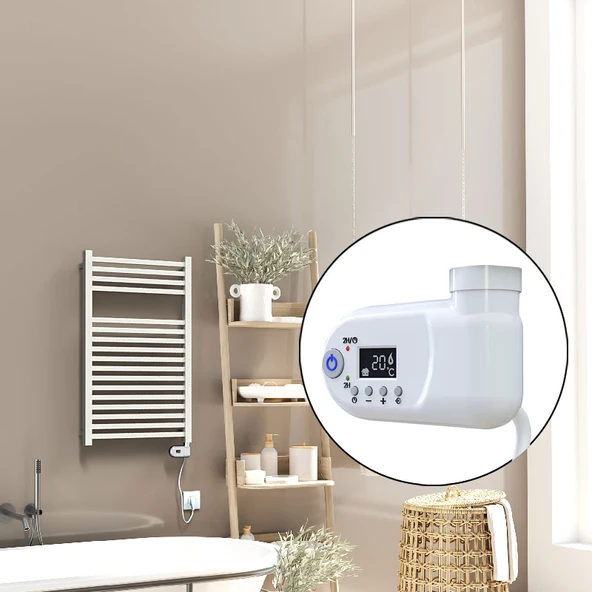 Barbados Elektrikli Havlupan 500x800 Beyaz Parlak (Thesis Termostat) 600W ürün görseli 1