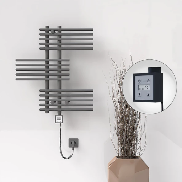 FIJI Elektrikli Havlupan 650x740 Antrasit (KTX3 Termostat) 300W Spiral Kablolu ürün görseli 1