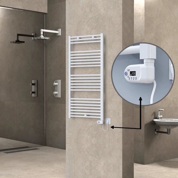 HAITI Elektrikli Havlupan 600x1200 Düz Beyaz (Thesis Termostat) 600W ürün görseli 1