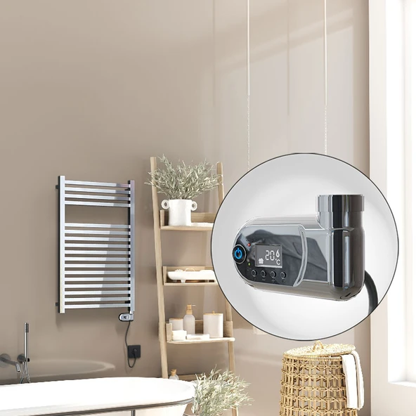 Barbados Elektrikli Havlupan 500x800 Krom  (Thesis Termostat) 300W ürün görseli 1