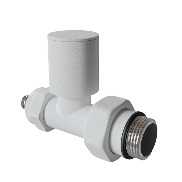 Radyatör Vanası 12 Pütürlü Beyaz Düz Pex (Metal Volanlı 16*2mm Boru Bağl. Rakorlu) ürün görseli 1