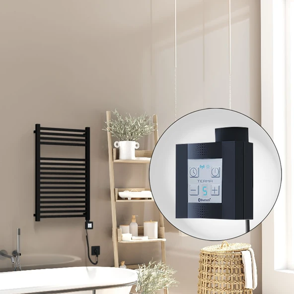 Barbados Elektrikli Havlupan 500x800 Siyah Mat (KTX4 Termostat) 600W Spiral Kablolu ürün görseli 1
