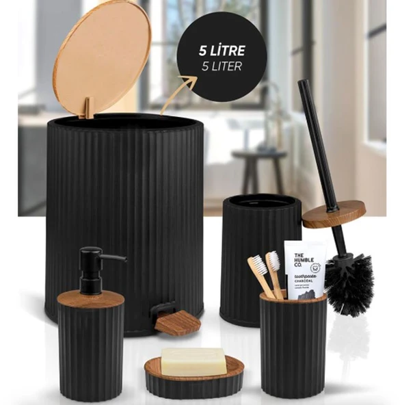 6450-3S KOVALI 5 LI BANYO SET SIYAH ürün görseli 1