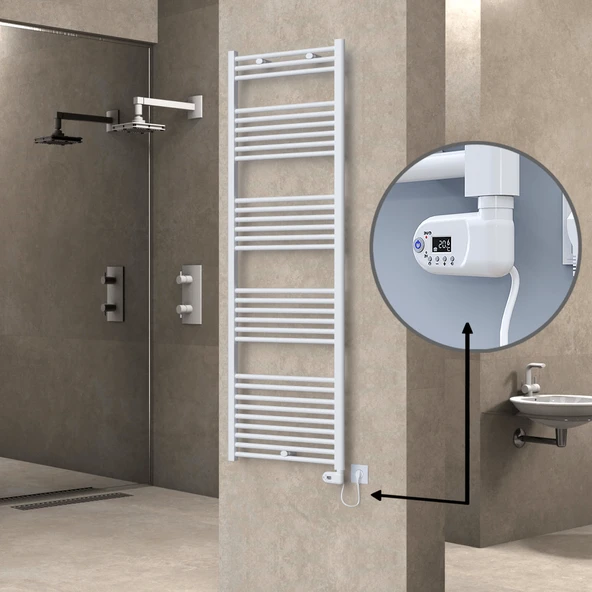 HAITI Elektrikli Havlupan 600x1800 Düz Beyaz (Thesis Termostat) 900W ürün görseli 1