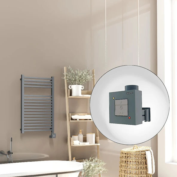 Barbados Elektrikli Havlupan 500x800 Antrasit Texture (KTX1 Termostat) 600W ürün görseli 1